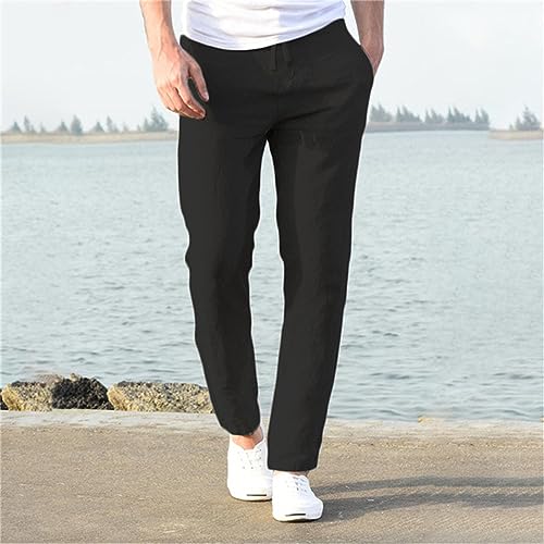 Men'slinen Pantsnew Breathable Solid Color Linen Trousers Fitness Streetwear3