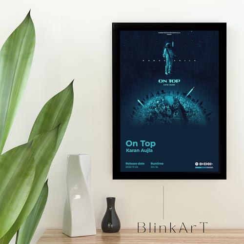 Image of BLINKART karan aujla- On Top Wall Photo Frames | Wall Art for Bedroom, Living Room, Studio or Office | Album Cover Print with Spotify Song Link QR Code | Gift for Fans - 8x12 In