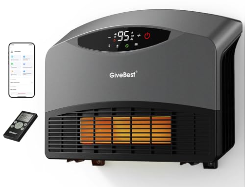 Image of GiveBest Smart Wall Heater with WiFi and Remote Control, 1500W, Floor or Wall Mounted, 3 Heating Modes, Electric Heater with Thermostat for Living Room, Garage, Grey