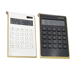 Solar Gold Calculator Standard Function Desktop Calculator LCD 10-Digit Desktop Calculator for Office, Home (Black and White)