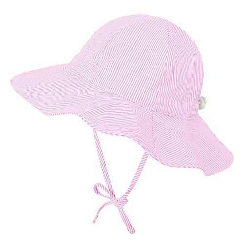 Zando Baby Girl Sun Hat Newborn Upf 50+ Wide Brim Adjustable Baby Bucket Hat Cotton Infant Sun Protective Hat Cute Preemie Sun Hats For Baby Girls Summer Beach Hat Outdoor Baby Cap Pink 0-3 Months #TOP1