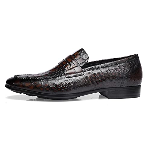 Classic Leather Dress Shoes for Mens, Fashion Crocodile Printed Casual Dress Shoe Loafer Slip On Shoes for Men3