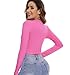 Hot Pink Crop Top for Women Long Sleeve Tight Workout Athletic Sexy Crew Neck Basics Teen Girls Shirts Going Out Junior Cute Trendy (Hot Pink XS)