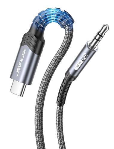 JSAUX USB C to 3.5mm Audio Aux Jack Cable [3.3ft], Type C Adapter to 3.5mm Headphone Stereo Cord Car Compatible with iPhone iPhone 16/15 Pro Max, iPad Pro, Samsung Galaxy S24 S23 Ultra, Pixel-Grey
