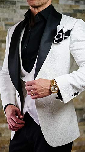 Men's Jacquard Blazer Suit Tuxedos Coat Shawl Lapel One Button Wedding Party Jacket2