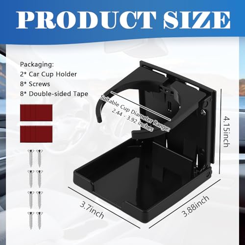 Portavasos plegable para carro 2 piezas ajustable negro miniatura 2