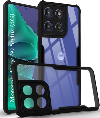 Image of Jkobi Back Case Cover for Motorola Moto Edge 60 Stylus (Shockproof with Polycarbonate Clear Panel | Professional Black)