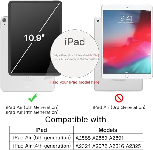 Image of DuraSafe Cases for iPad Air 5th 4th 6th 11th [ Air 11 /6 2024 /5 2022 /4 2020 ] MYFQ2HN /A MYFM2HN /A MYFR2HN /A MYFP2HN /A MYFN2HN /A MYFQ2HN /A Ultra Slim Smart Auto Sleep /Wake PC Cover - Light Blue