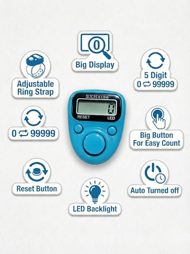 Image of Digital Hand Tally Counter, LED Display, Ring Design, Reset Button(Pack of 1) (Pink)