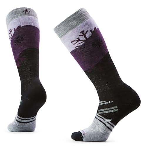 Smartwool, Women's, Ski Full Cushion Snowpocalypse Pattern Over The Calf Socks, Purple Eclipse, Medium
