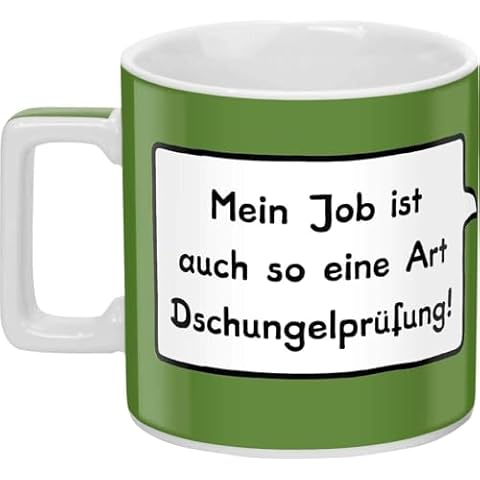 Sheepworld Mug with Saying Jungle Test Wortheld Mug, Porcelain, 45 cl, Mug Job, Green | Mug Funny Sayings Mug | 44061 Cover