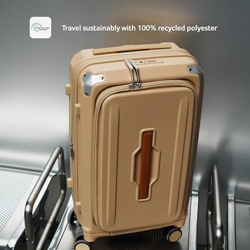 Image of Acer Brisbane Suitcase, 24 inch Check-in, with 360 Degree Spin 8 Wheels, Double TSA Lock, Dual Opening (Top and Mid), Expandable, Recycled Polyseter Material, Gold Coast