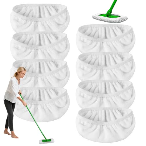 8 Lingettes Reutilisable pour Swiffer Lingettes Humides, 25,4 X 11,5 Cm Lavables Mop de Chiffons de Rechange en Microfibre, Réutilisables Lingettes de Sol...