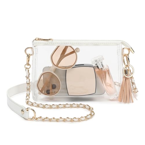 YGR Womens Clear Bag for Stadium Events PVC Small Crossbody Purse for Concert, Party Sports Stadium Approved Present Khaki