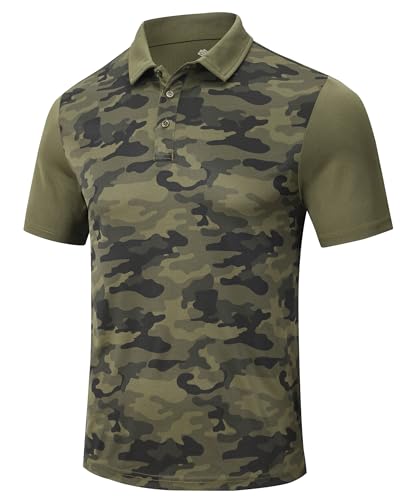 MoFiz Men's Athletic Polo Shirts Lightweight Quick Dry Fit Polo Golf Summer Camo/Stripe T-Shirts for Mens2
