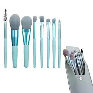 8 Pcs Travel Makeup Brush Set with Bag, Travel Makeup Brush Kit Mini Cosmetic Brushes for Bridesmaid Gift Wedding Bridal Shower Favors Bachelorette Party Gift Traveling, Blue