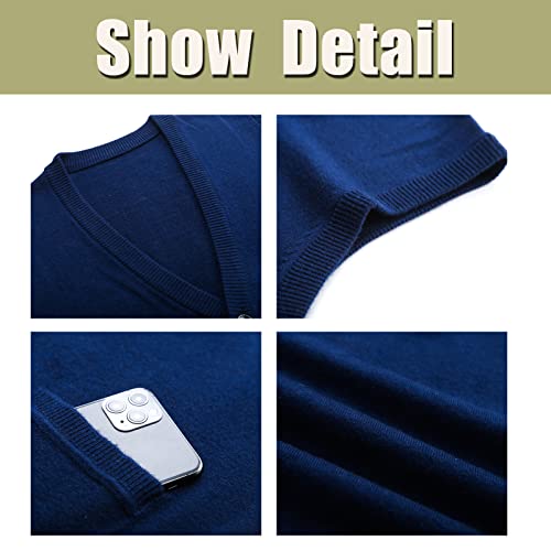 Mens Knitted Sweater Vest Full Front Button Closure Classic V-Neck Wool Sleeveless Cardigan Gentleman Knitwear Winter3