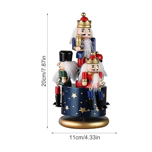 Caja de música de Navidad con decoración de figuras de cascanueces de madera 3