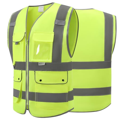 Image of XIAKE Reflective Safety Vest for Men & Women High Visibility Class 2 Vest with Pockets Meets ANSI Standards
