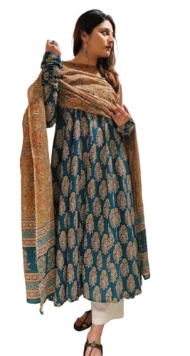 Image of Alvami Women's Anarkali Kurta and Pant Set with Dupatta