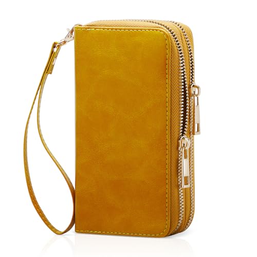Image of Cellphone Wallet for Women Dual Zipper Long Purse with Removable Wristlet