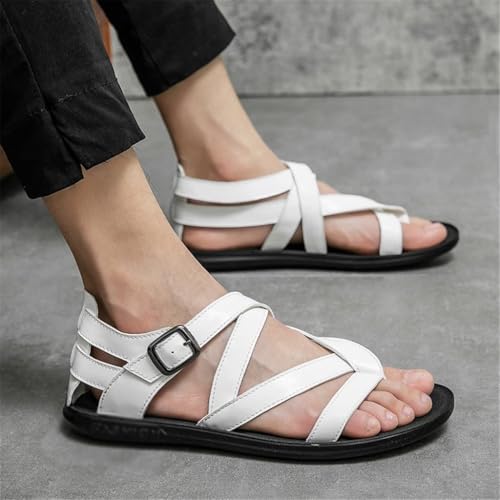 Men Leather Sandals Men Slippers Holidays Sandals Beach Shoes Men Soft Breathable Casual Shoes(OneColor,39)3