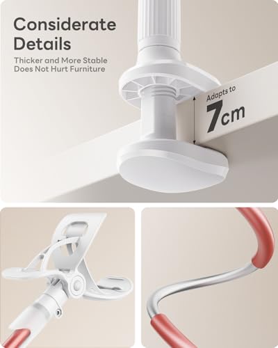 Gooseneck Phone Stand for Bed, SAIJI Lazy Bracket Cell Phone Holder Long Arm Clip Clamp Mount for Filming, Compatible with 4.0-6.5'' Mobile Cell Phone Stand Document Camera Nintendo Switch (Rose Gold) - Image 5