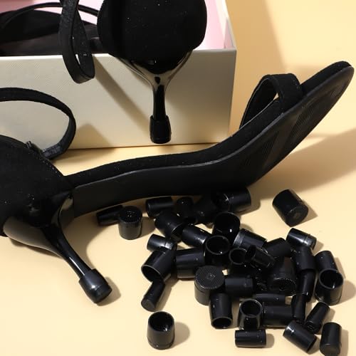 guduling 20 Pairs Stiletto Heel Caps,Black Heel Caps,5 Size Heels Cap for High Heels,Heeles Protector Tip Covers for Outdoor Weddings Events (Black) - Image 4