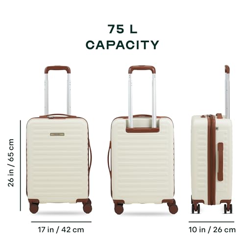 Image of Assembly Stark 24 Inch Check-in Medium Trolley Bag Hard Shell Polycarbonate Suitcase with TSA Lock 8 Spinner Wheels Moon White
