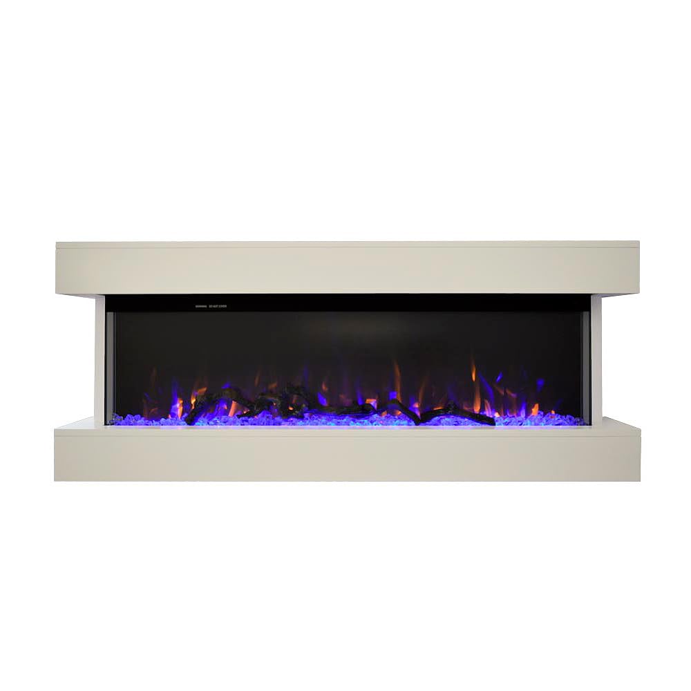 Camino elettrico ALARO | Caminetto a parete da incasso | Stufa ventilata da 750W/1500W a basso consumo, con telecomando, timer, decorazione di tronchi e cristalli (Bianco, 110cm)