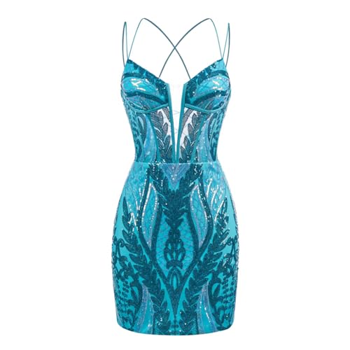 Sparkly Sequin Tight Homecoming Dresses for Teens Short Spaghetti Straps Mini Prom Cocktail Party Dress