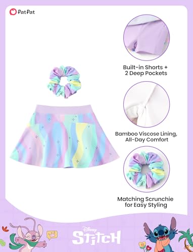 Image of Disney Stitch丨Frozen丨Princess丨Minnie Mouse Girls Skirts Inner Pocket Shorts + Scrunchie Athletic Golf Tennis Skorts 2-9Y