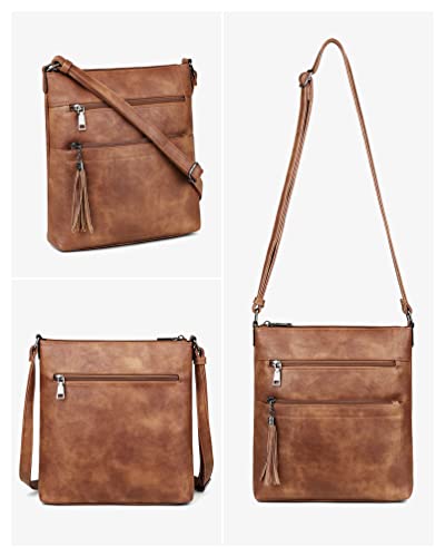 Image of MASINTOR Crossbody Purses for Women, Multi Pocket Casual Crossbody Bag, Adjustable Strap Shoulder Bag with Tassel