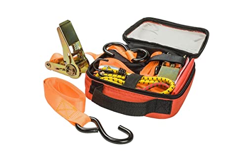 kwb Spanngurte-Set 9-teilig, 2 mit Ratsche und Haken, 2 mit Klemmverschluss, 2 Gepäckspanner, 1 Warnflagge