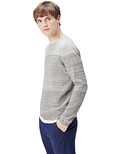 find. Men's Sweater with Ombre Cotton Knit, Grey (Grau), EU XXL (US XL)