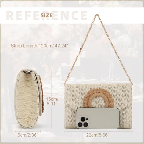 Image of GOKTOW Straw Clutch Purse Rattan Summer Woven Beach Handbags for Women Wedding Vacation Travel Party 2025