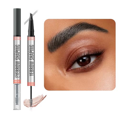 ZHITENG Lapiz Cejas Microblading 2 en 1, Micro Eyebrow Pencil Resistente al Agua y Prueba de Manchas Lápiz de Cejas Larga Duración, Crea Aspecto Natural sin Esfuerzo (Negro)