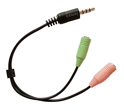 ienza Combo Jack 3.5mm Male 4 Pole to Dual 3.5mm Female Mic/Headphone Adapter for Logitech G230 G430 and Similar PC Gaming Headsets