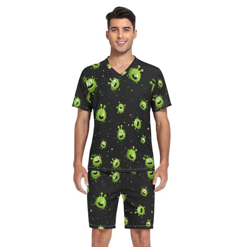 Alien Men’s Pajama Sets Short Sleeve Lounge Wear with Elastic Waistband and Drawstring4