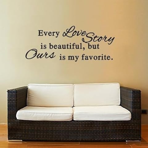 DNVEN Quote Wall Decals Every Love Story is Beautiful Stickers DIY Removable Vinyl Arts Quotes Graphic Decor for Family Bedrooms Playrooms Girl Rooms 30 inches x 15 inches Cover