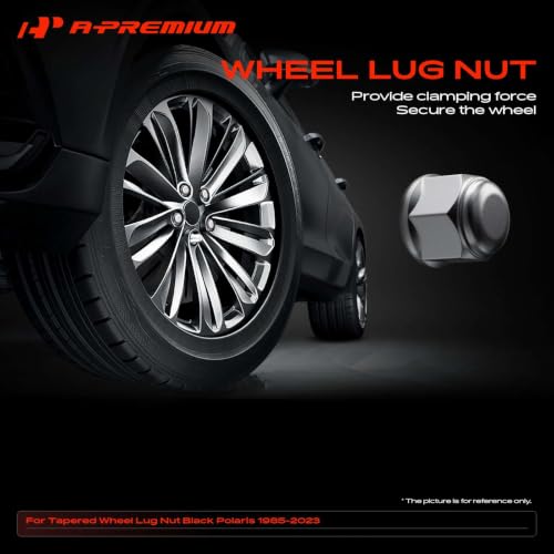 Image of A-Premium Front & Rear 3 /8 inch-24 Wheel Lug Nuts, Set of 16 | Compatible with Tapered Wheel Lug Nut Black Polaris 1985-2023