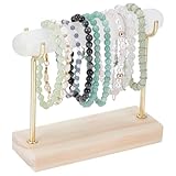 UNICRAFTALE Selenit - Soporte para brazaletes de oro grande, rectangular, cristal, pantalla extraíble, organizador de relojes con base de madera para cargar y limpiar