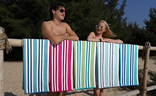 Teqqo Luxury Oversized Beach Towel - Extra Large 35 X 70Inch Thick Pool Towel, Quick Dry Cotton Big Swimming Towel, Red Striped Soft Cabana Towels For Adults/Women/Men/Teens/Boys/Girls #TOP4