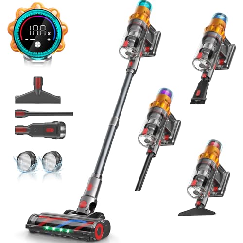 Image of REBANIC S8 Cordless Vacuum Cleaner, 600W 48Kpa 65mins Stick Vacuum Rechargeable, Wireless Lightweight Handheld Vacuum Cleaners for Home Pet Hair Carpet Hardwood Floor Car