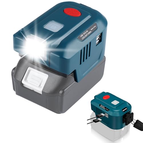 150W Battery Inverter for Makita 18V Battery, OGJUNX Power Inverter DC 18V to AC 110V with 2 USB Ports & 1 AC Outlet & LED Light, Portable Power Station Generator for Camping, Hiking, Fishing