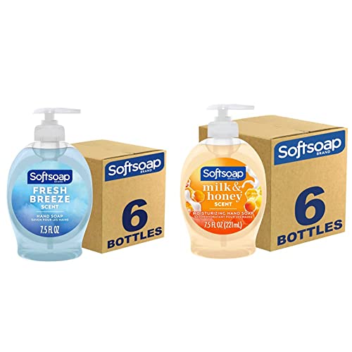 Image of Softsoap Liquid Hand Soap Fresh Breeze (7.5 Fl Oz, Pack of 6) Moisturizing Liquid Hand Soap, Milk and Honey (7.5 Fl Oz, Pack of 6)