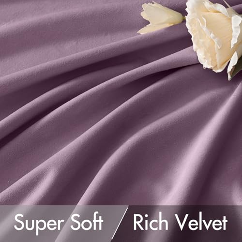 Image of MIULEE Lavender Velvet Curtains 52x108 inches Luxury Blackout Curtains | Thermal Insulated, Super Soft Window Drapes for Bedroom Living Room, Rod Pocket & Back Tab, Light Purple