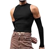 Generic Men's Tank Tops Mock Turtleneck Sweater Sleeveless Casual Basic Pullover Sweater Ribbed Knit Pullover Sport Solid Tee, Medium, A02_black
