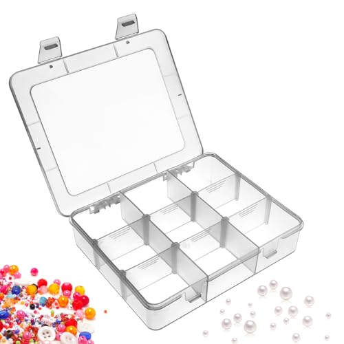 Neworkg 9 Grids Plastic Storage Box, Transparent Organizer Box wi...