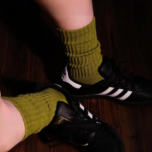Image of DAUCO 4 Pairs 98% Cotton Socks for Men Women Crew Seamless Fall Slouchy Socks